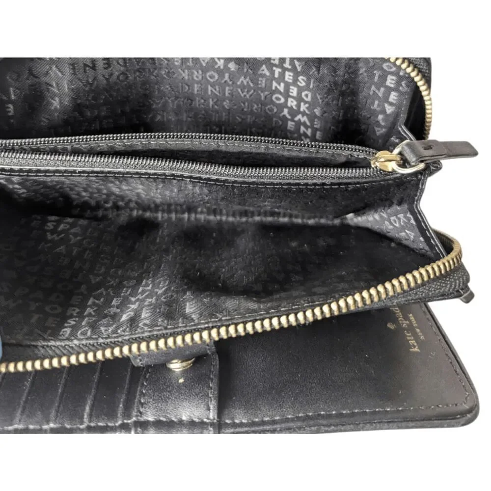 KATE SPADE Larchmont Avenue Neda Black Pebbled Leather Wallet